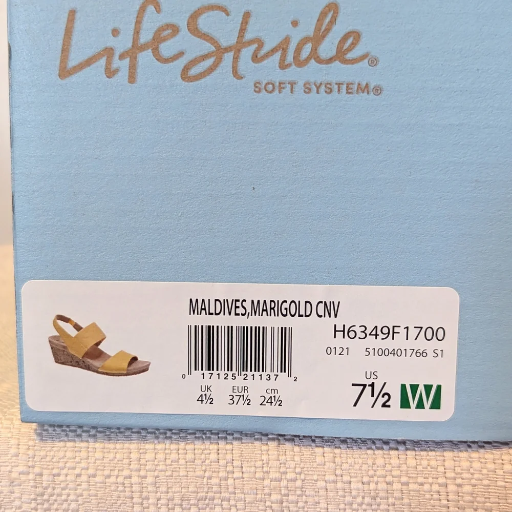 NIB Wide Life Stride Maldives Marigold Cork Wedge Shoes